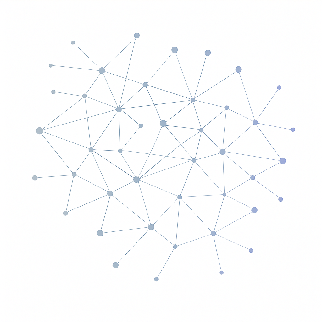 Abstract Visual of dots in different sizes connected with lines.